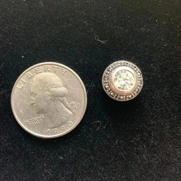 CZ and Marcasite slider pendant sterling silver - Picture 4 of 6